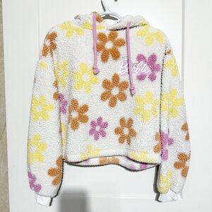 Barbie Floral Sherpa Hoodie XS By Grayson Threads White With Pink/Yellow/Orange